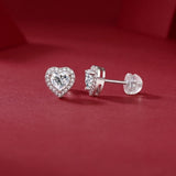 Timeless Heart Moissanite Earrings - Sparkling Stones in a Sleek Metal Frame