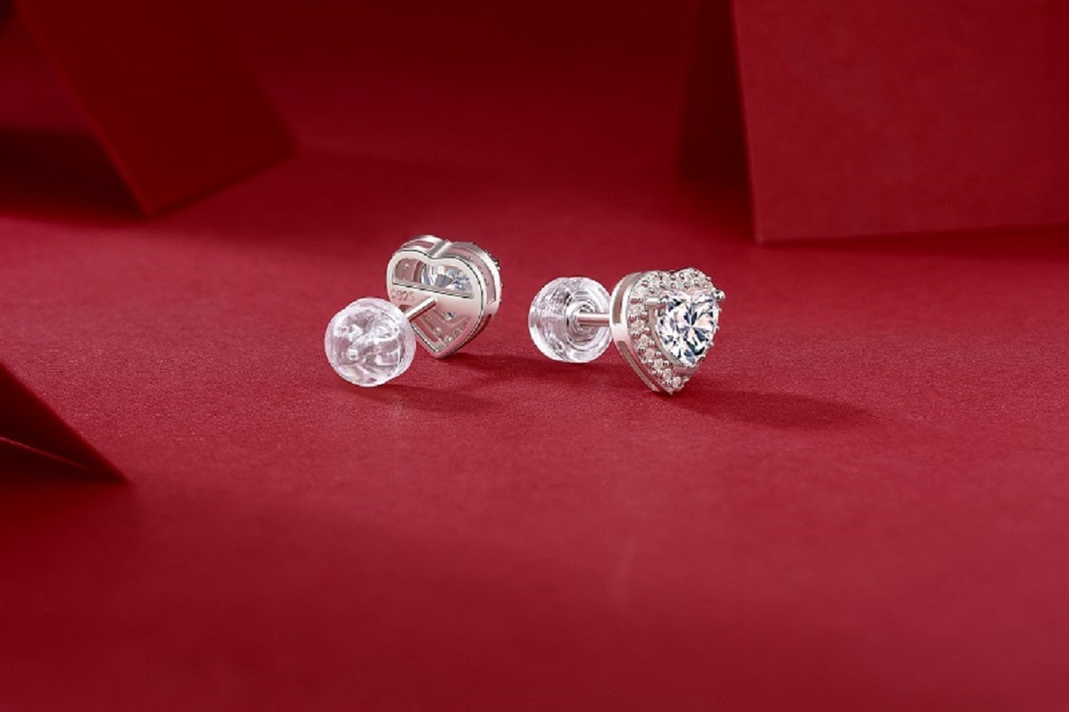 Classic Moissanite Heart Studs - Refined Earrings with a Radiant Finish
