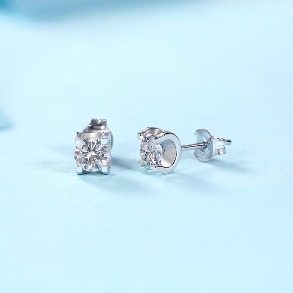 Galaxy-Inspired Moissanite Earrings - Radiant Studs with a Modern Design