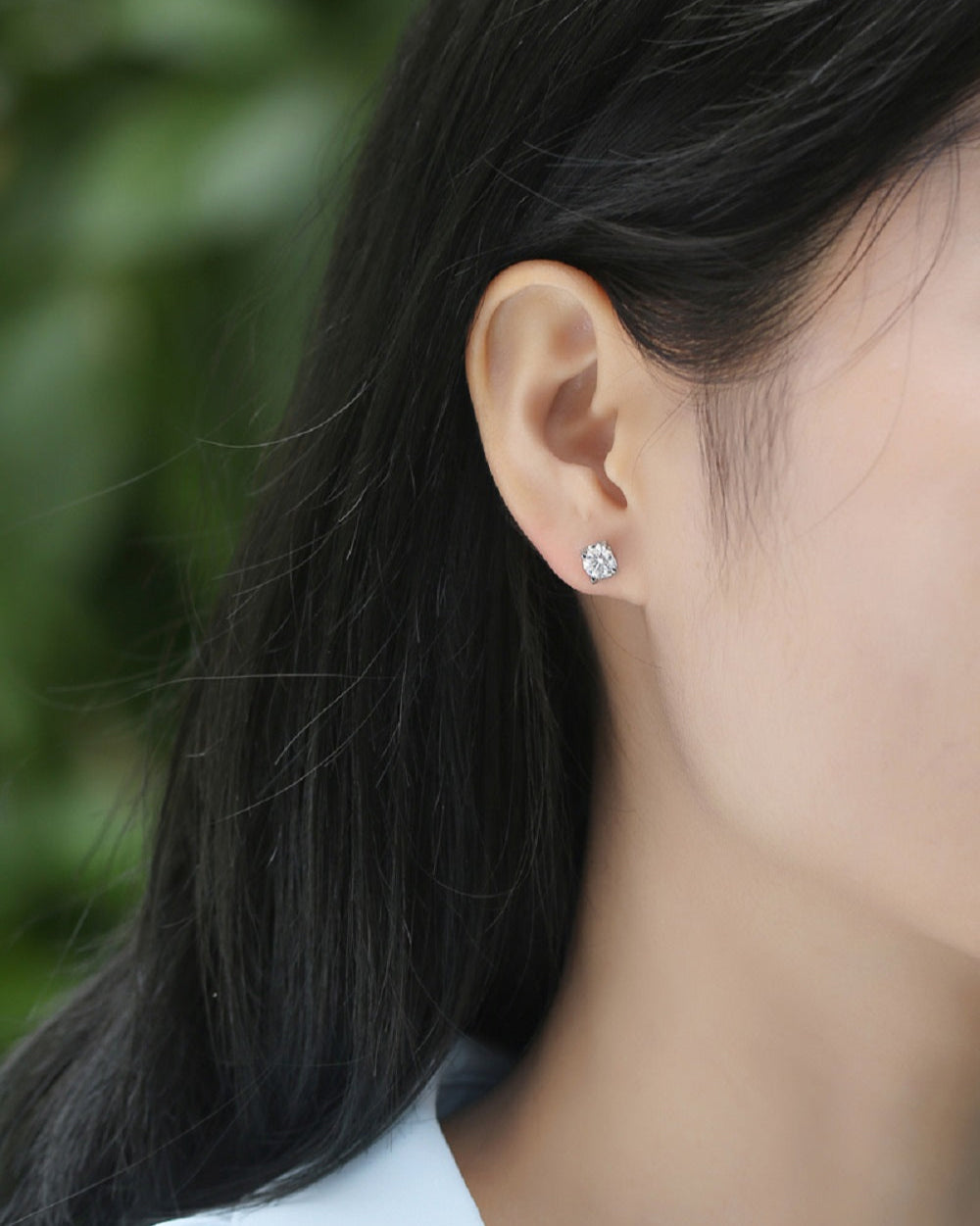 Deep Space Moissanite Stud Earrings - Brilliant Round-Cut Stones in Sleek Metal