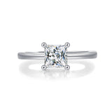 Anillo de compromiso de moissanita para mujer | Plata de ley 925 con baño de oro de 18 quilates | Diseño de seis garras
