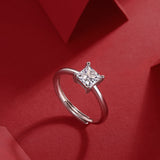Anillo de compromiso de moissanita para mujer | Plata de ley 925 con baño de oro de 18 quilates | Diseño de seis garras