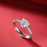 Luxury Moissanite Heart Ring - Brilliant-Cut Stone in a Sleek Metal Band