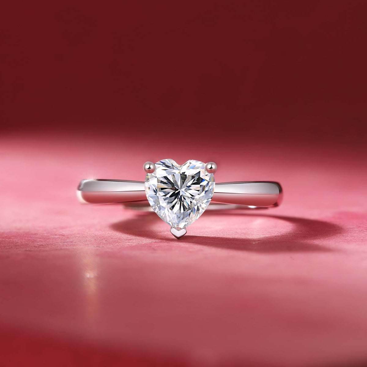 Heart-Shaped Moissanite Engagement Ring - Classic Design with Radiant Shine