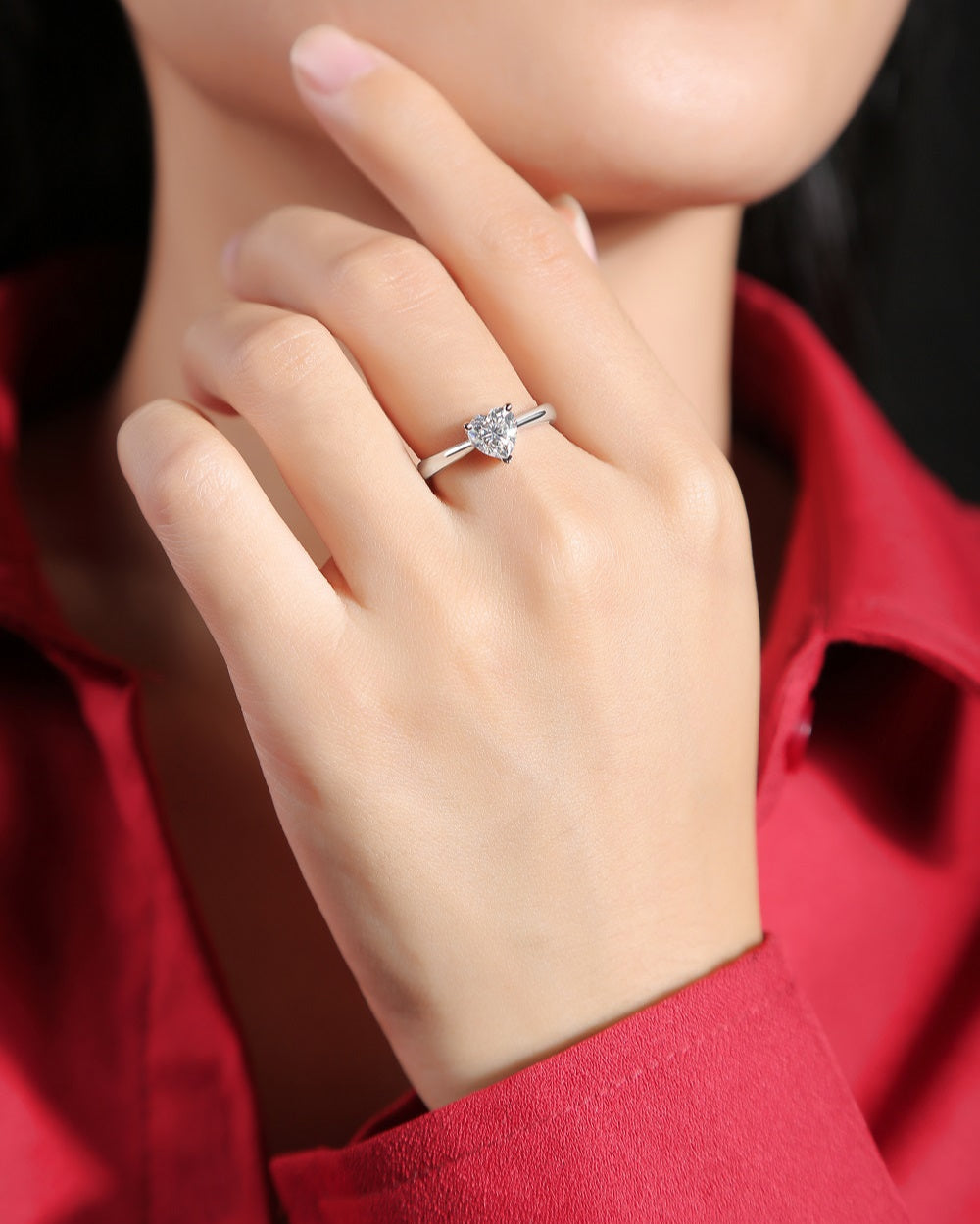 Polished Moissanite Heart Ring - Timeless Romance with a Brilliant Stone