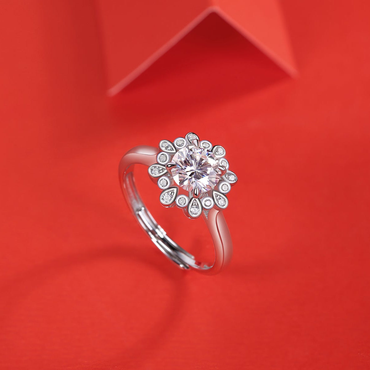Sophisticated Moissanite Ring - Radiant Center Stone with Delicate Accents