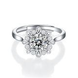 Timeless Moissanite Ring - Starry Blossom Design in a Sleek Metal Band