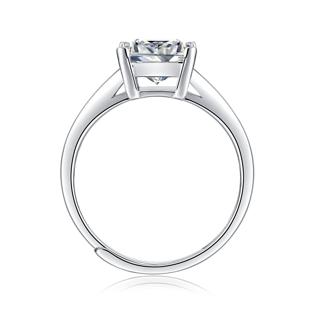 Classic Moissanite Engagement Ring - Polished Metal Band with Royal Elegance