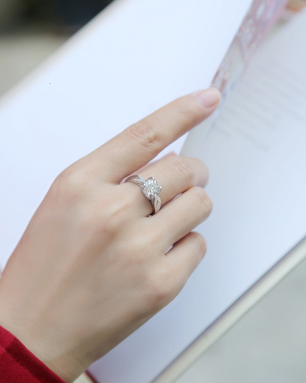 Refined Moissanite Ring - Brilliant Cut Stone in a Polished Metal Band