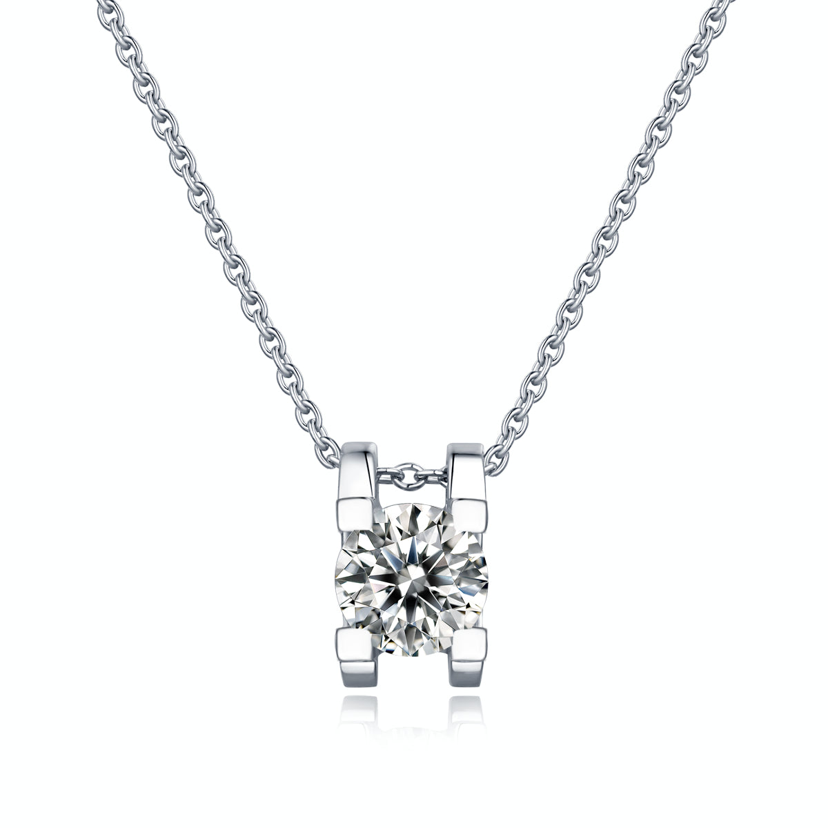 Moissanite pendant necklace with a deep space-inspired design, featuring a brilliant-cut stone set in a sleek metal frame for a modern and radiant look.