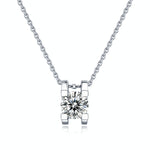 Moissanite pendant necklace with a deep space-inspired design, featuring a brilliant-cut stone set in a sleek metal frame for a modern and radiant look.