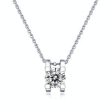 Moissanite pendant necklace with a deep space-inspired design, featuring a brilliant-cut stone set in a sleek metal frame for a modern and radiant look.