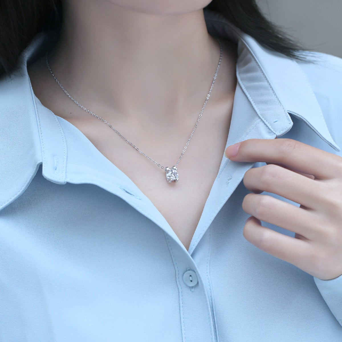 Deep Space Moissanite Pendant Necklace - Brilliant Cut Stone in Sleek Frame