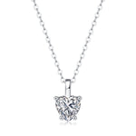 Moissanite pendant necklace with a heart design, featuring a sparkling stone set in a delicate metal frame, symbolizing love and elegance.