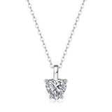 Moissanite pendant necklace with a heart design, featuring a sparkling stone set in a delicate metal frame, symbolizing love and elegance.