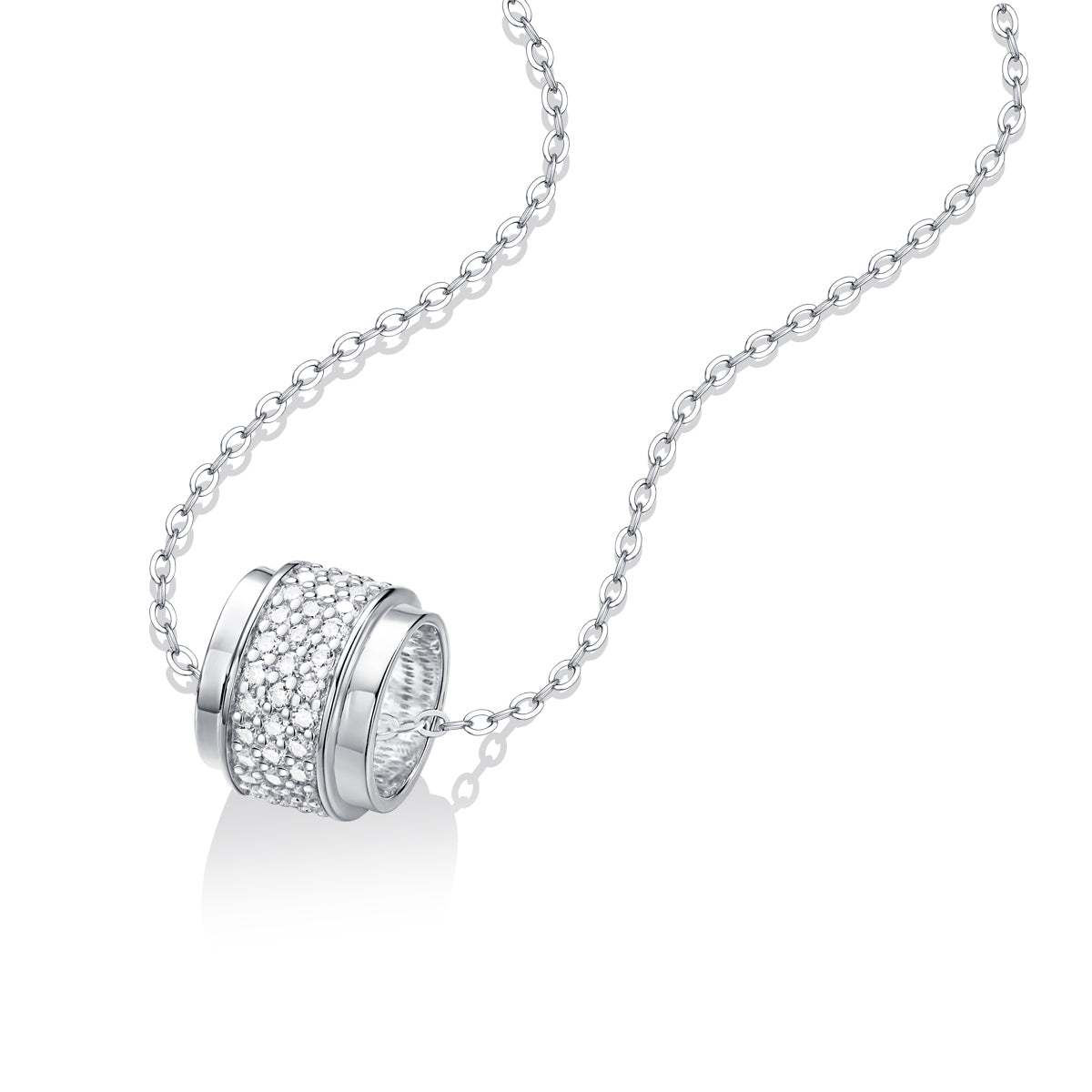 Moissanite pendant necklace with a pure elegance design, featuring a radiant stone set in a sleek metal frame for a refined and timeless look.