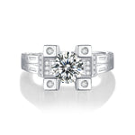 Elegant Moissanite Ring - Bold Tower Design with a Brilliant-Cut Stone