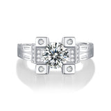 Elegant Moissanite Ring - Bold Tower Design with a Brilliant-Cut Stone
