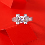 Modern Moissanite Ring - Sleek Metal Band with a Tower-Set Radiant Stone