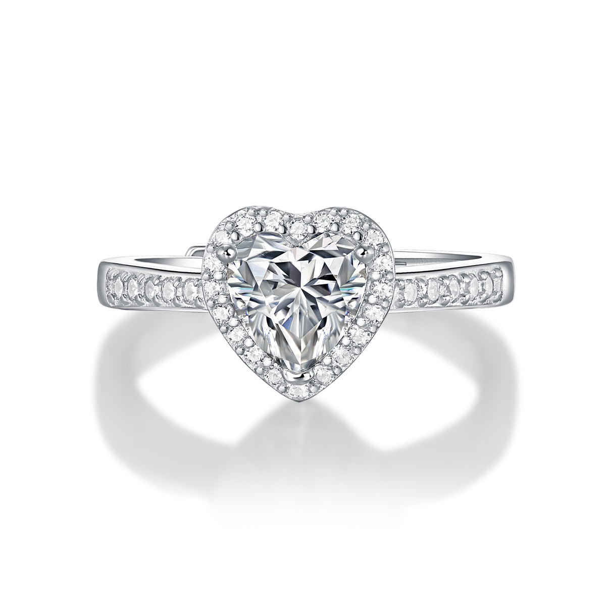 Sophisticated Moissanite Ring - Heart Center Stone with a Timeless Appeal