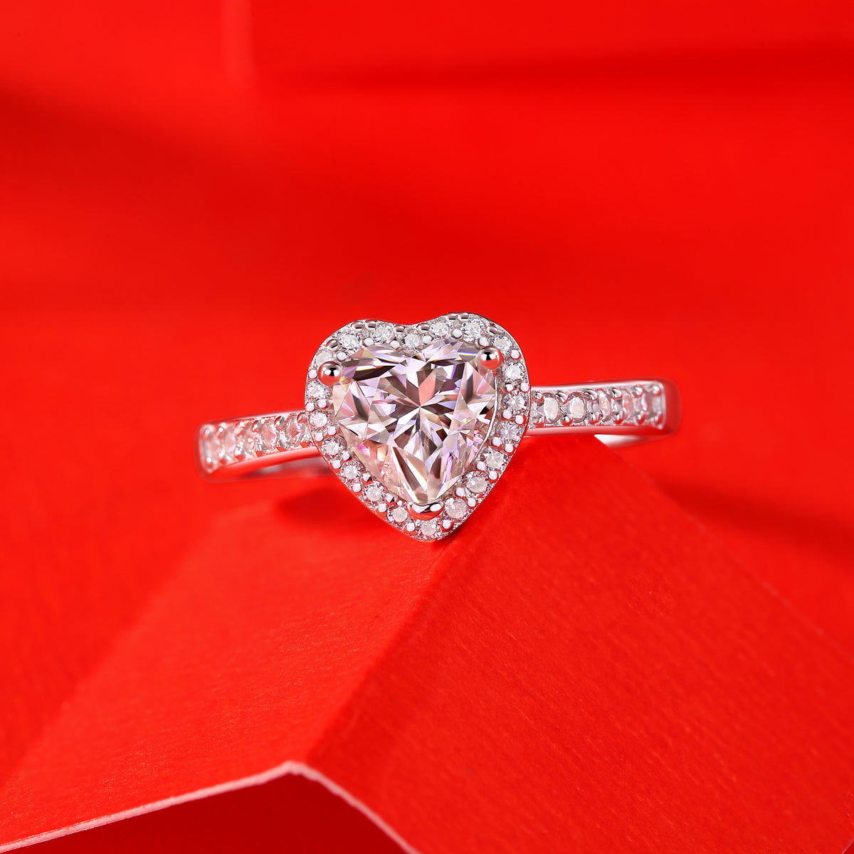 Refined Moissanite Heart Ring - Love-Inspired Design with a Polished Finish