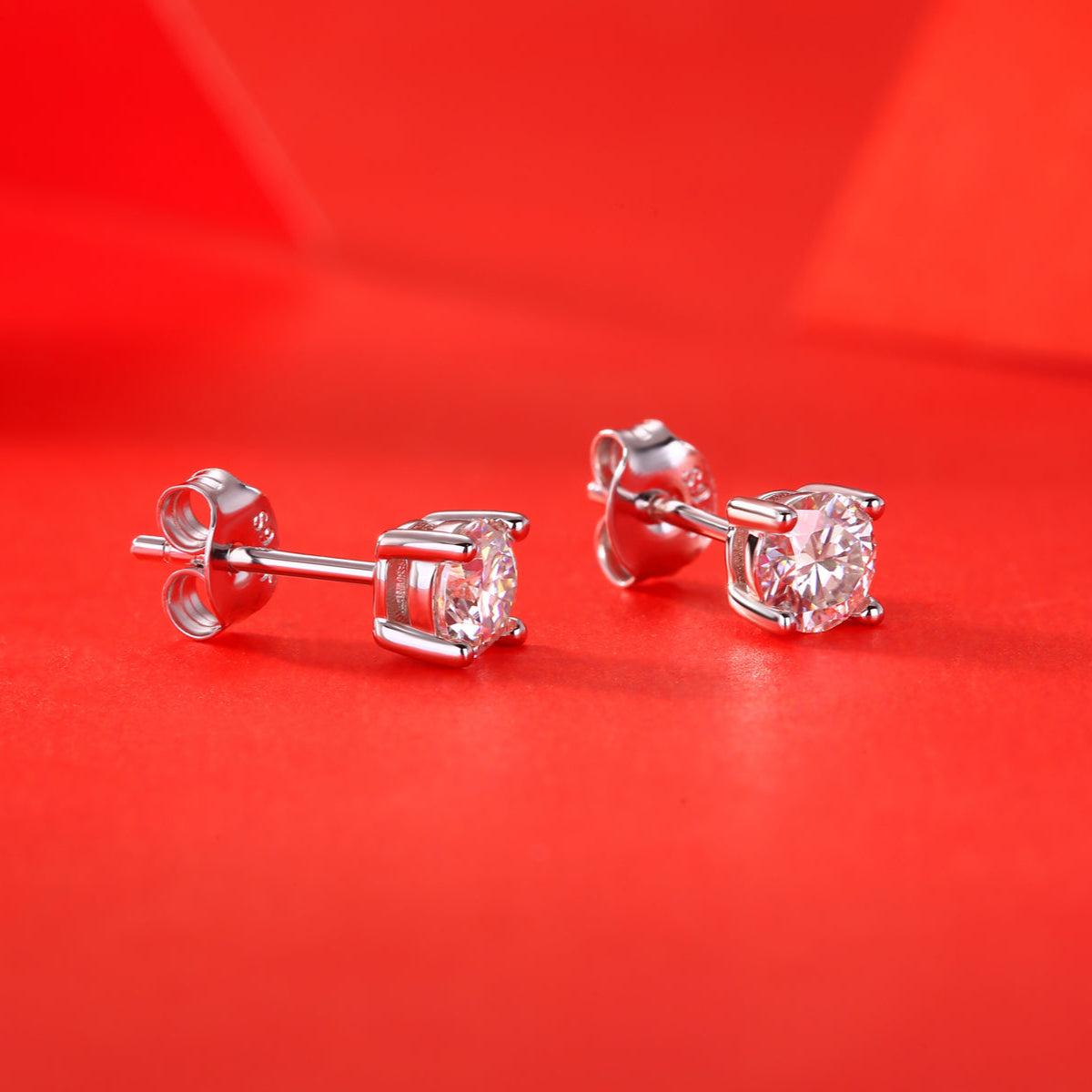 Lab-Grown Moissanite Earrings – Pure Love Design, White Gold Plated, Luxurious Look