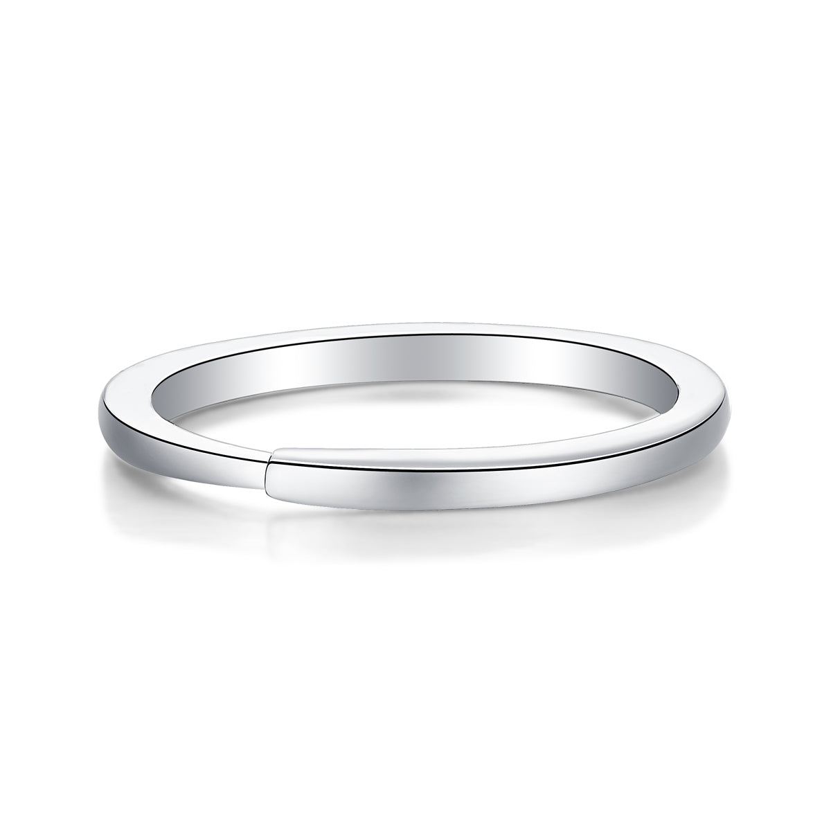Lab-Grown Moissanite Light Ring Engagement Band – 18K White Gold Plated, Timeless Elegance