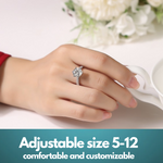 Moissanite Lab-Grown Diamond Engagement Ring for Women – 18K White Gold Plated S925 Sterling Silver