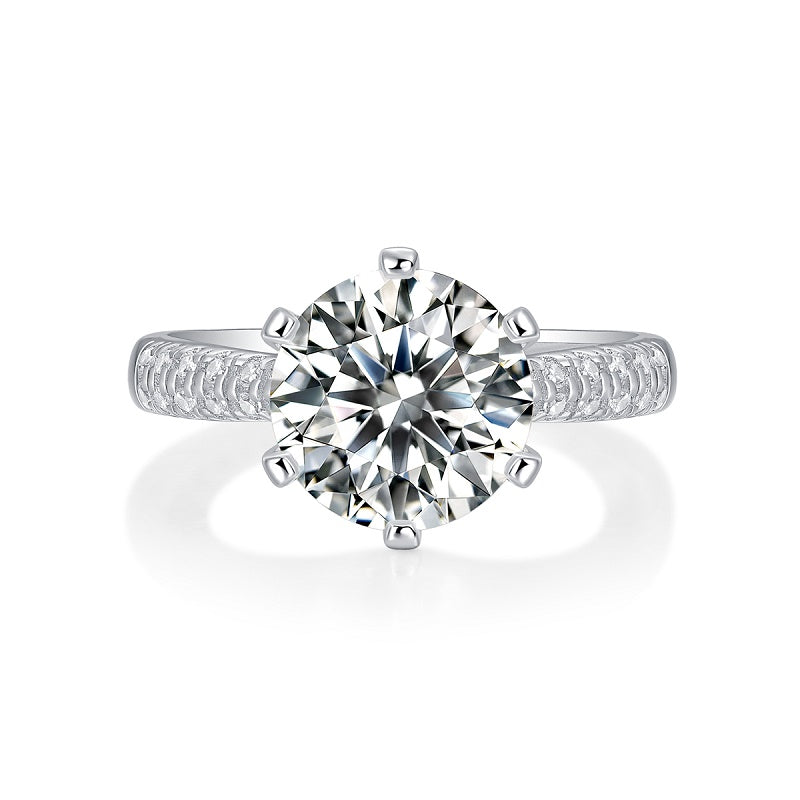 18K White Gold Plated Moissanite Ring – Lab-Grown Diamond, Elegant Diamond Planet Charm