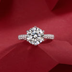 Diamond Planet Moissanite Engagement Ring – Lab-Grown, 18K White Gold Plated Sterling Silver