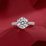 Diamond Planet Moissanite Engagement Ring – Lab-Grown, 18K White Gold Plated Sterling Silver