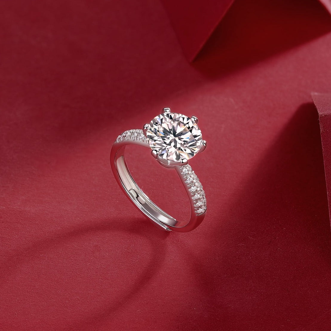 Women’s Moissanite Diamond Engagement Ring – Sterling Silver, White Gold Plated, Diamond Planet Design