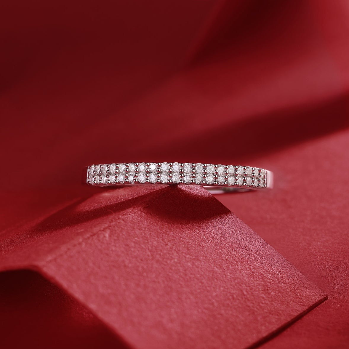 Star Trek Moissanite Diamond Engagement Ring – Lab-Grown, 18K White Gold Plated Sterling Silver