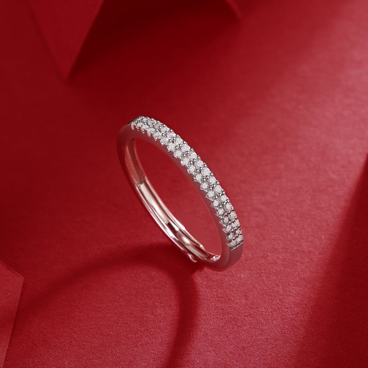 Women’s Moissanite Diamond Engagement Ring – Sterling Silver, White Gold Plated, Star Trek Design