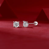 Women’s Moissanite Stud Earrings – Sleek Metal Frame, Time Imprint-Inspired Design