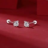 18K White Gold Plated Moissanite Earrings – Time Imprint Style, Sparkling Stones