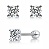 Moissanite stud earrings with a time imprint design, featuring precisely cut stones set in a sleek metal frame for a timeless and elegant look.