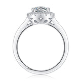 Sterling Silver Quadro Moissanite Engagement Ring – Women’s Jewelry, White Gold Plated