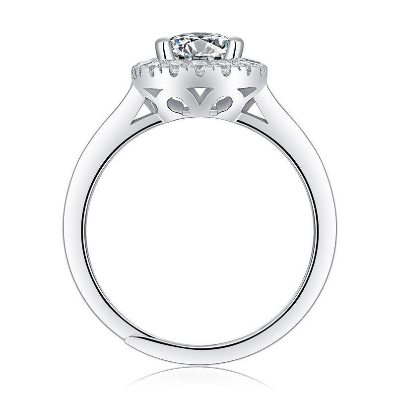 Sterling Silver Quadro Moissanite Engagement Ring – Women’s Jewelry, White Gold Plated
