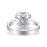Quadro Moissanite Engagement Ring – S925 Sterling Silver, White Gold Plated, Luxury Jewelry