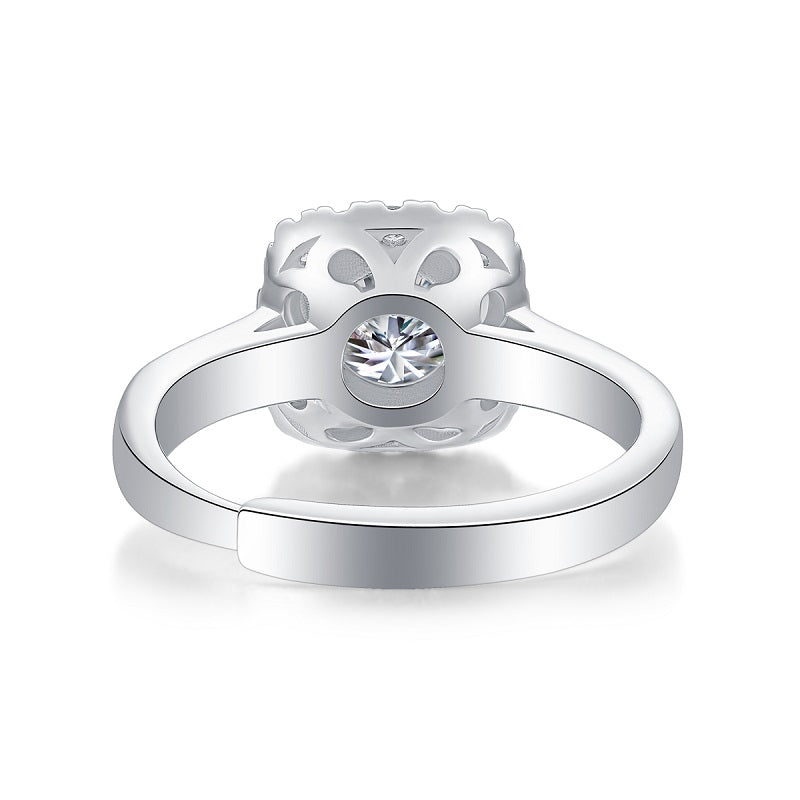 Quadro Moissanite Engagement Ring – S925 Sterling Silver, White Gold Plated, Luxury Jewelry