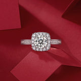 Women’s Moissanite Diamond Engagement Ring – Sterling Silver, White Gold Plated, Quadro Design