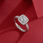 18K White Gold Plated Moissanite Ring – Lab-Grown Diamond, Elegant Quadro Charm