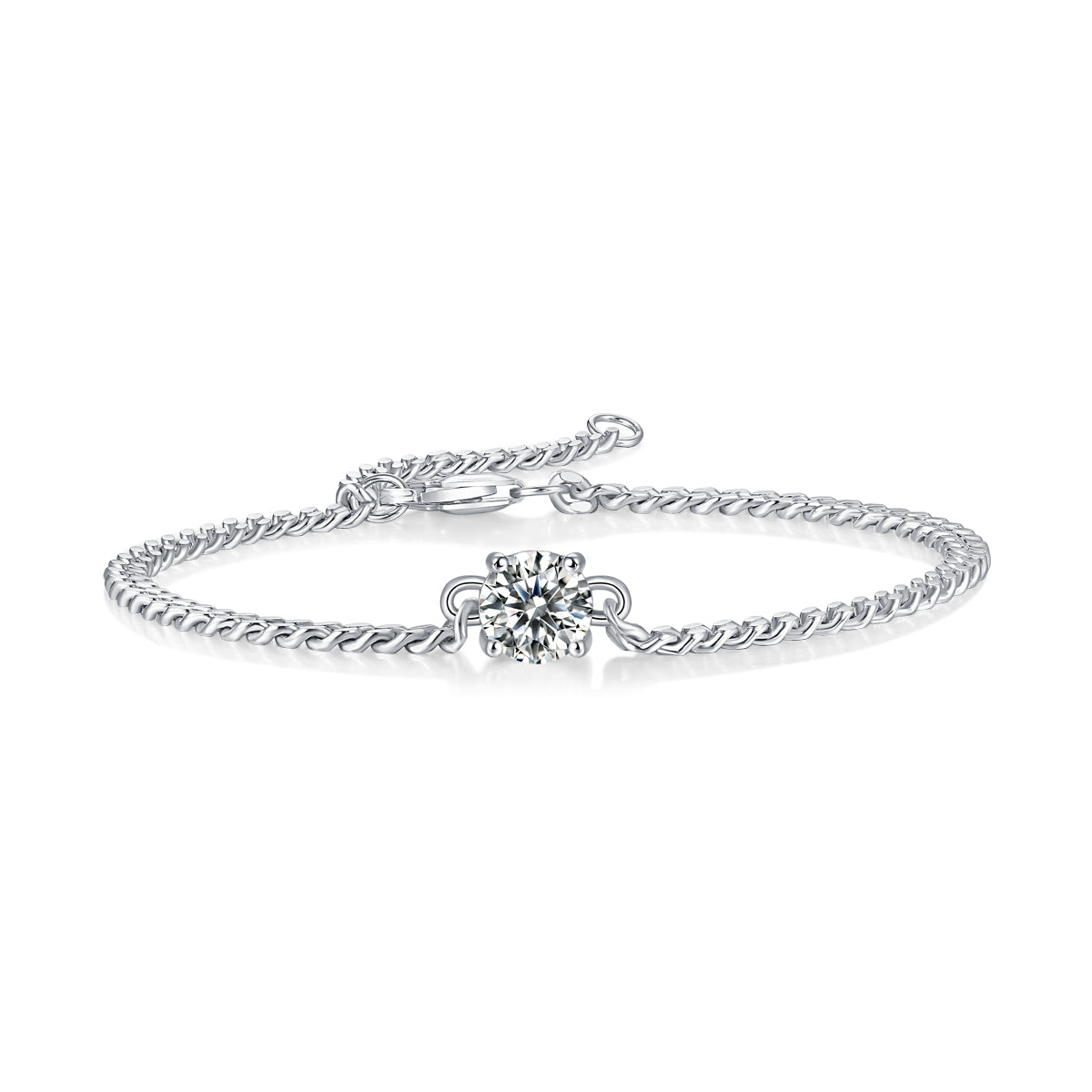 Sterling Silver Dream Moissanite Bracelet – Women’s Jewelry, White Gold Plated