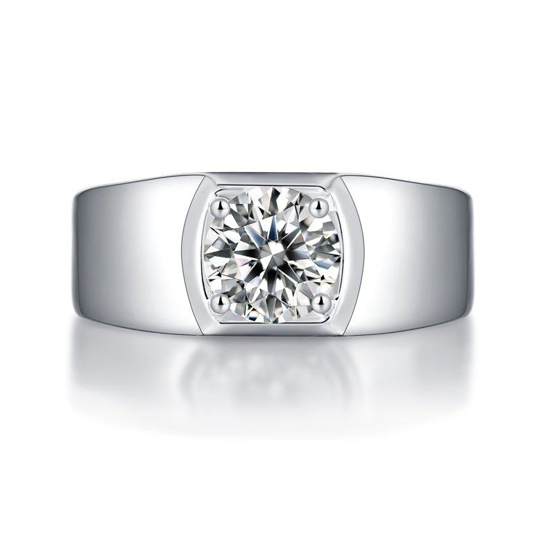 18K White Gold Plated Moissanite Ring – Lab-Grown Diamond, Elegant Perfecto Style