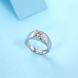 Perfecto Moissanite Diamond Ring – Lab-Grown, 18K White Gold Plated Sterling Silver