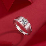 Grand Style Moissanite Diamond Ring – Lab-Grown, 18K White Gold Plated Sterling Silver