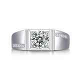 Lab-Grown Moissanite Grand Style Ring – 18K White Gold Plated, Classic and Sophisticated
