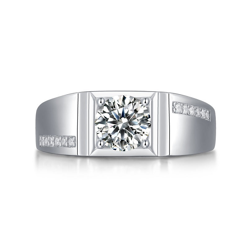Lab-Grown Moissanite Grand Style Ring – 18K White Gold Plated, Classic and Sophisticated