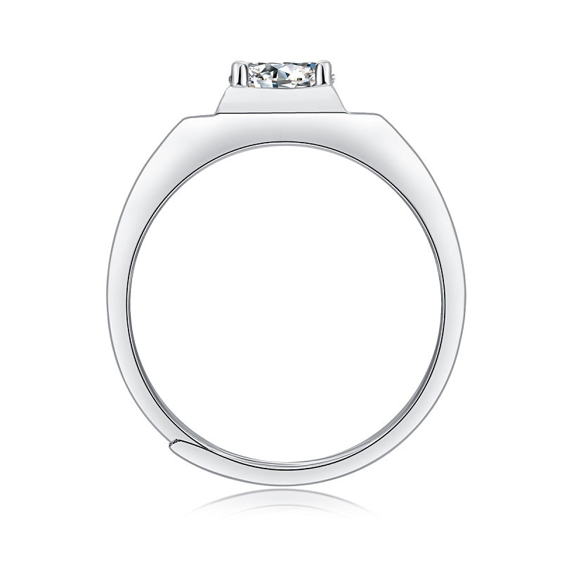 Grand Style Moissanite Ring – S925 Sterling Silver, White Gold Plated, Luxury Men’s Jewelry